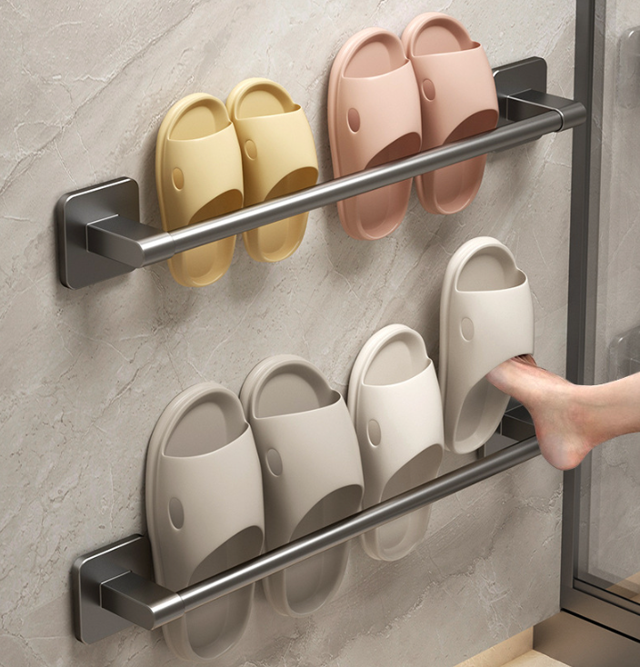 2 Tier No-Drill Installation Door Shoe Hangers Slipper Holder  Wall Mounted Bathroom Shoe Rack Storage