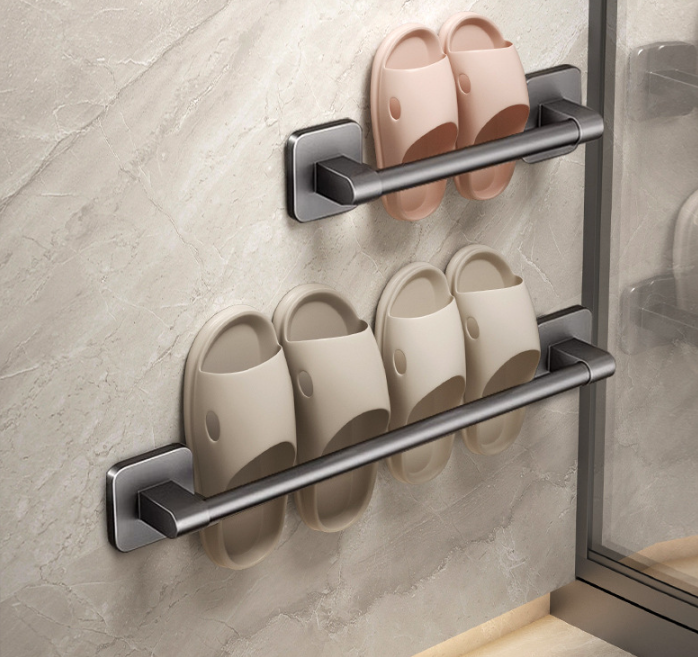 2 Tier No-Drill Installation Door Shoe Hangers Slipper Holder  Wall Mounted Bathroom Shoe Rack Storage