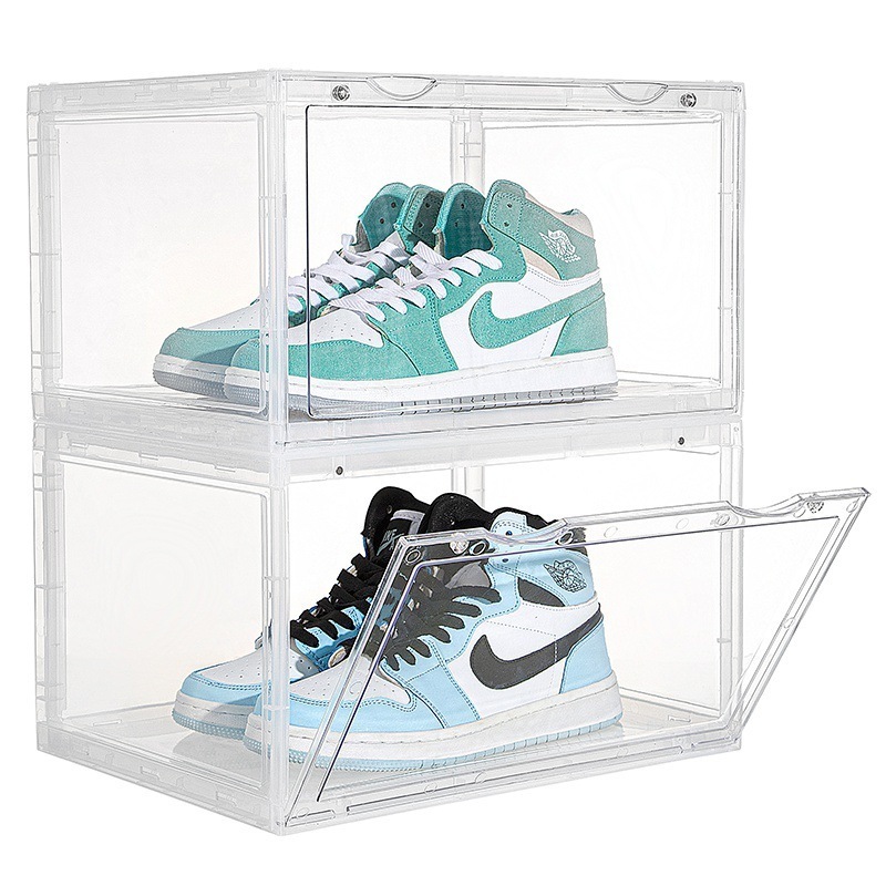 Clear Stackable Shoe Box storage Transparent custom Display Sneaker box case