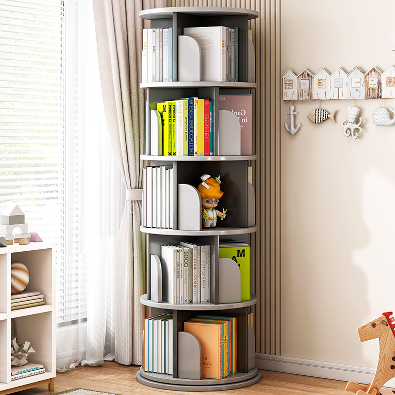 360-Degree Rotating Floor-standing Bookshelf Easy Storage for Picture Books Household Bedroom Minimalist Modern Trendy Bookcase