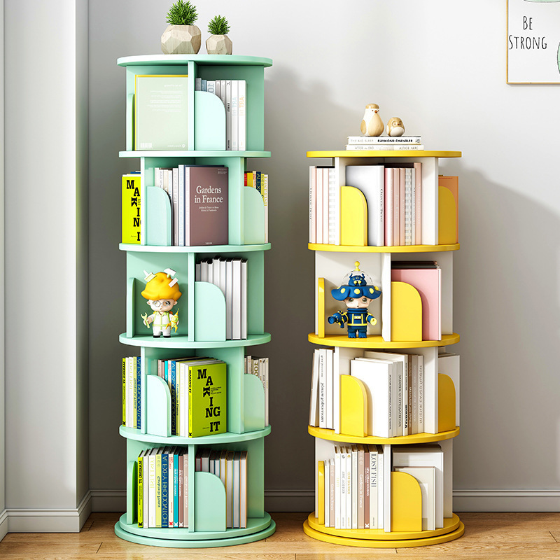 360-Degree Rotating Floor-standing Bookshelf Easy Storage for Picture Books Household Bedroom Minimalist Modern Trendy Bookcase