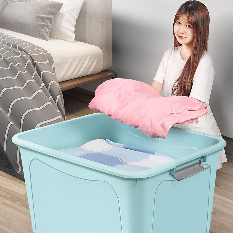 30L 50L 60L 70L Gray Blue Pink Plastic Extra Large Storage Bin Box With Lid For Clothes