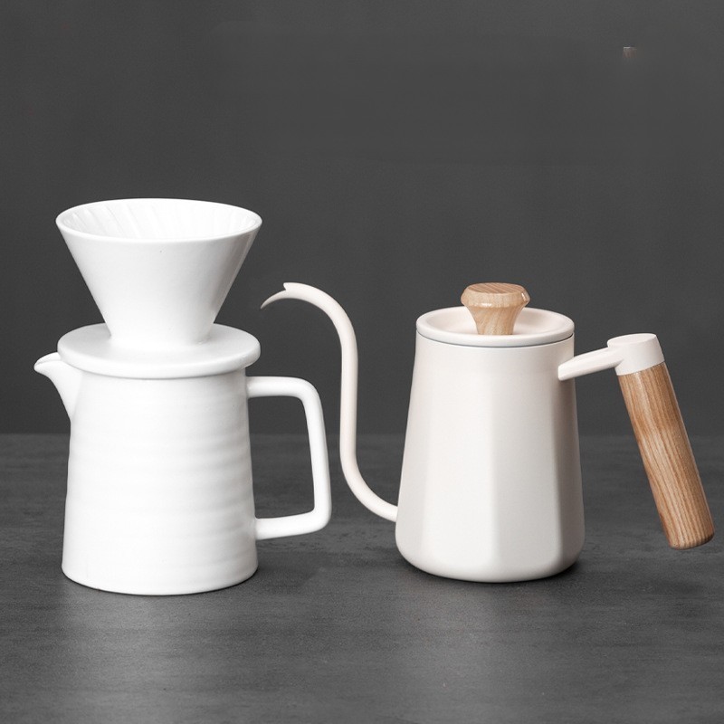 Pour-over coffee ceramic filter Cup coffeepot v60 dripping filter cup coffee ware combination suit