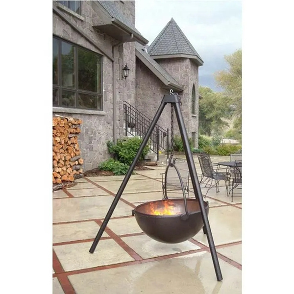 Sale Stocked Cast Iron Corten Detachable Charcoal BBQ Balcony Fire Bowl Swivel Grill Designs Burner Hanging Brazier Fire Pit