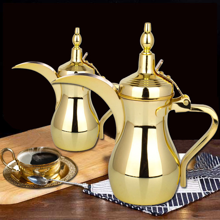 Hot Selling Gold Luxury Coffee Dallah China Stainless Steel Arabic Coffee Pot Dallah