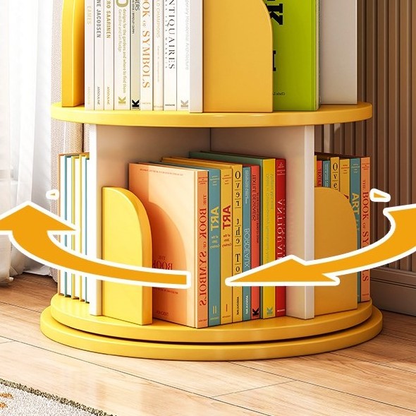 360-Degree Rotating Floor-standing Bookshelf Easy Storage for Picture Books Household Bedroom Minimalist Modern Trendy Bookcase