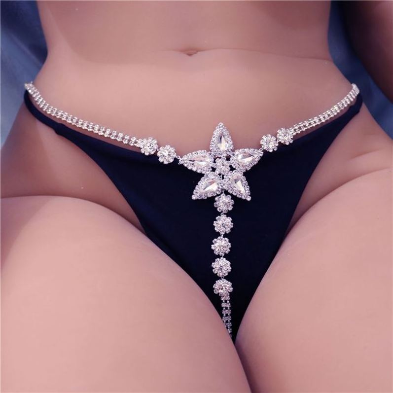 New Arrivals Women Sexy Lingerie Rhinestone Thong Belly Dance Body Chain Luxury Shiny Diamonds Star Crystal Bikini Waist Chain