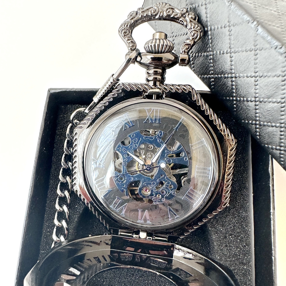 Embossed Hollow Mechanical Watch Octagon Roman Mechanical Pocket Watches