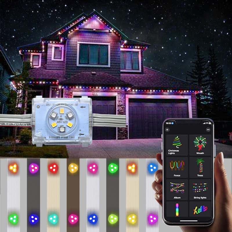 Ucs2904 Led Pixel DC 48V Waterproof Outdoor Jellyfish Lights IP68 House Exterior Wall Of House Permanent Christmas Lights