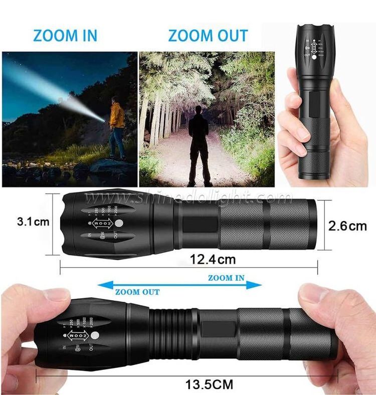 Flashlight Hand LED torch flash light Outdoor 1200 Lumen XML T6 Waterproof LED Zoomable Flashlight