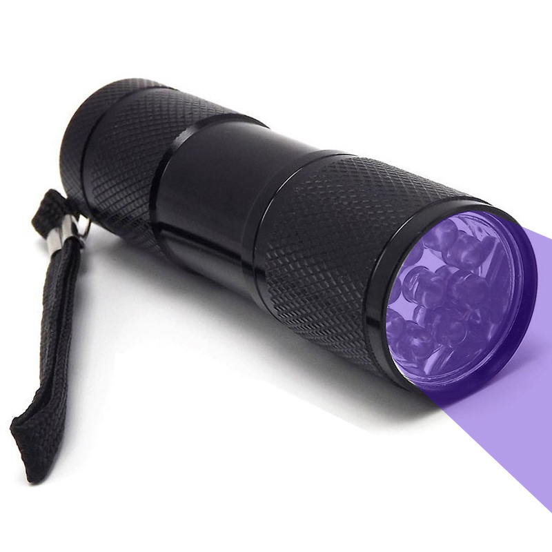 9 Led 395nm Black Light UV Torch Mini Flashlight UV LED Portable Detector for Pets Urine and Stains