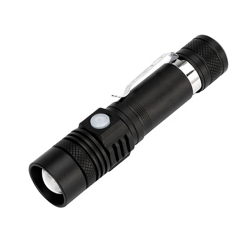 Mini Strong Light T6 Flashlight Outdoor USB Charging Multi functional Small Flashlight LED Lighting Pen Clip Flashlight