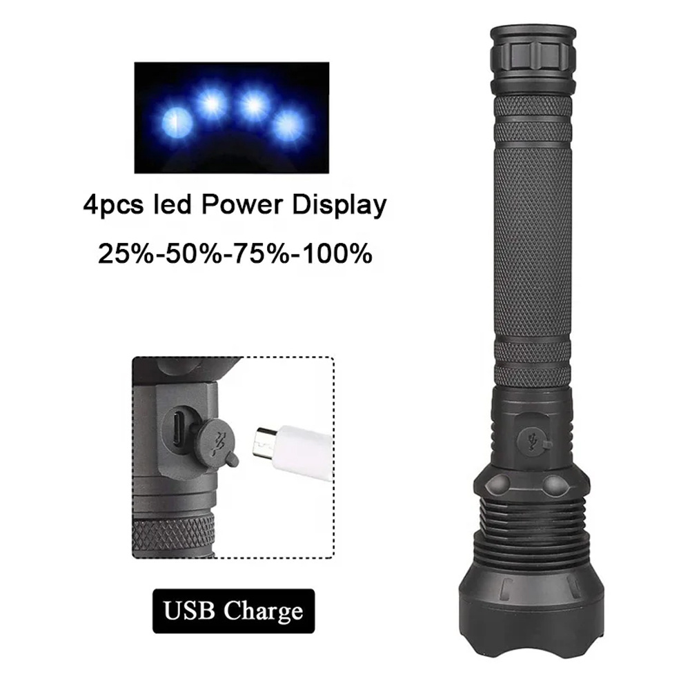 20224 high power XHP70.2 USB rechargeable telescopic zoomable power display LED flashlights 5000 lumen hand torch light