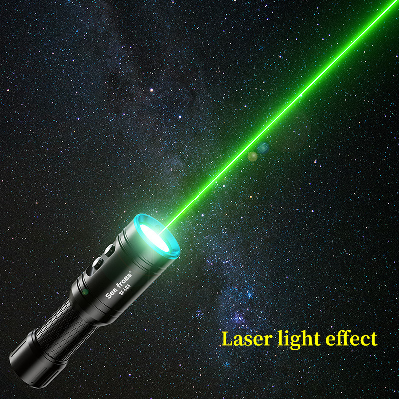 Seafrogs Waterproof 100m/325ft 1000 Lumen Diving Torch with Ultra Long Green Laser Flashlight