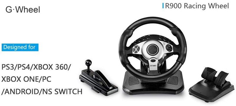 900 Degree Driving Sport Gaming Racing Wheel Game Console Racing Simulator for PC PS3 PS4 Xbox One Xbox 360 NS Switch Android