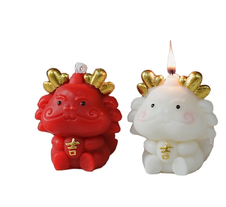 2024 Cute Chinese New Year Gold Red Dragon Shaped Scented Candle for New Year Gift