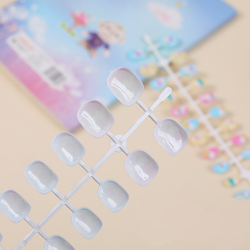 24 Pieces Press on Nails Girls Children False Artificial Nail Tips Pre Glue Full Cover Short Acrylic Nails for Art Decoration