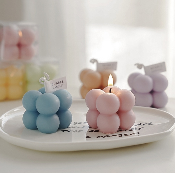 2024 Home Decor Scented Candle Small Cute Candles Cube Soy Wax Bubble Candles for Home Use and Gifting