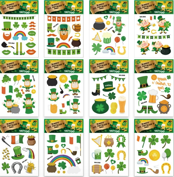 Hot Selling 500 Designs Tattoo Sticker Custom Temporary Tattoo Supplies St Patricks Day Tattoos