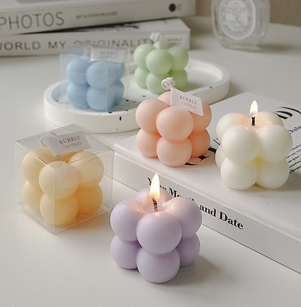 2024 Home Decor Scented Candle Small Cute Candles Cube Soy Wax Bubble Candles for Home Use and Gifting