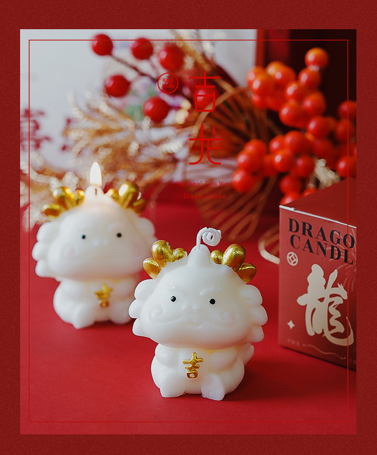 2024 Cute Chinese New Year Gold Red Dragon Shaped Scented Candle for New Year Gift