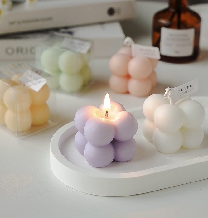 2024 Home Decor Scented Candle Small Cute Candles Cube Soy Wax Bubble Candles for Home Use and Gifting