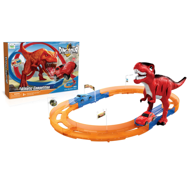 Hot Sale Children High Speed Recoil Dinosaur Orbit With Metal Racing Shooting Wheels Car Track Toy Set