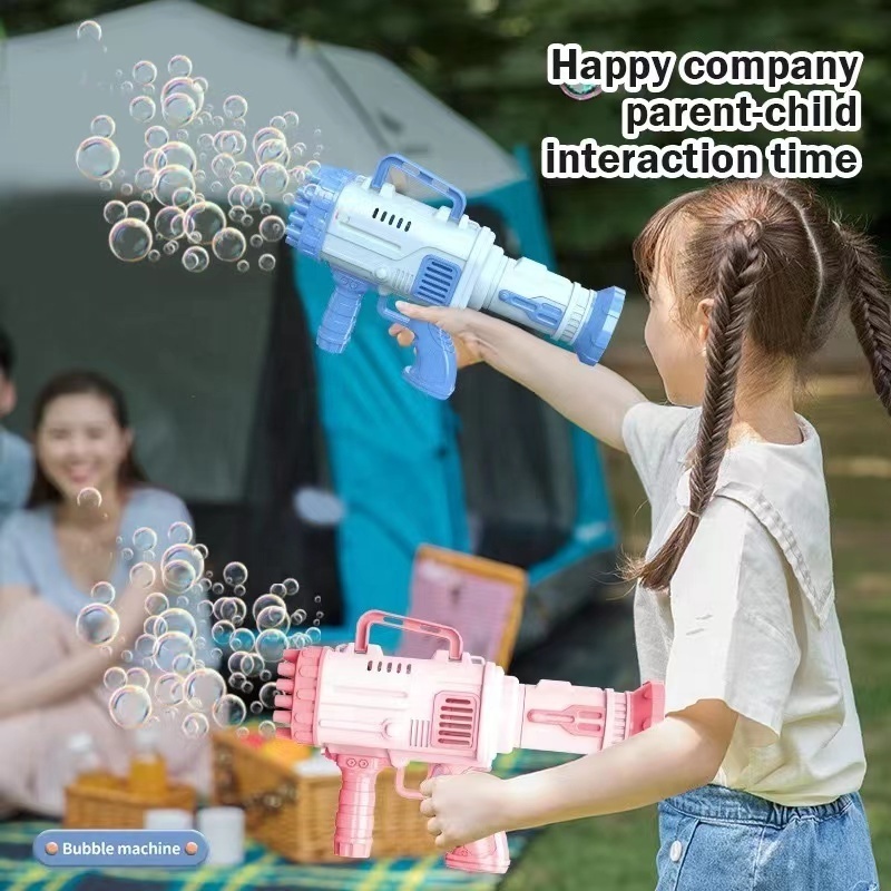 New 32 Holes Electric Bubble Gun Machine Soap Bubbles Magic For Children Automatic Bazooka Bubble Gun