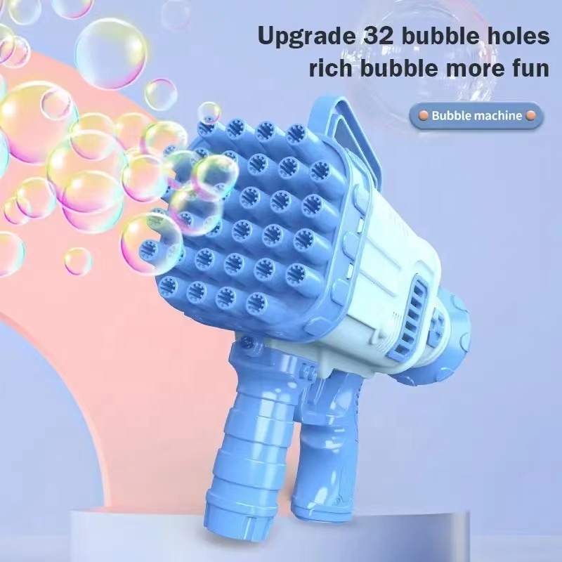 New 32 Holes Electric Bubble Gun Machine Soap Bubbles Magic For Children Automatic Bazooka Bubble Gun