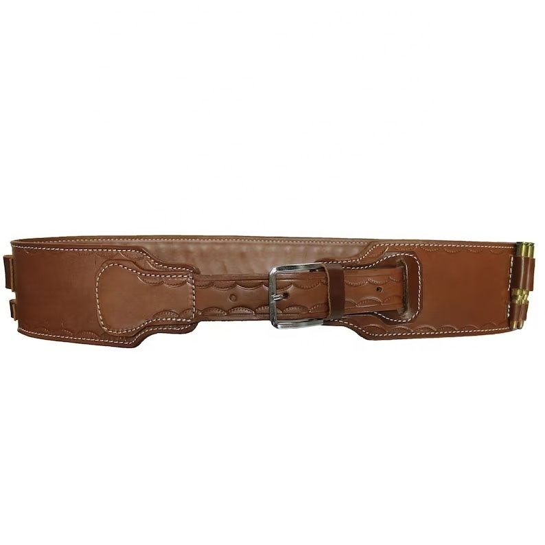 Cartridge Belt Brown Genuine Leather Ammo Holder Carrier for Shooting Bandolier Hunting Wholesale Customized LCB-0019