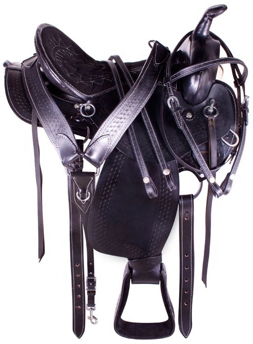 Black Pleasure Trail Endurance Western Professional Horse Saddle HS-0009 Polo Saddle Luxury Leather Saddles Black Brown 1 Sets