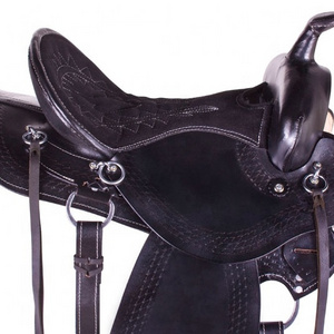 Black Pleasure Trail Endurance Western Professional Horse Saddle HS-0009 Polo Saddle Luxury Leather Saddles Black Brown 1 Sets