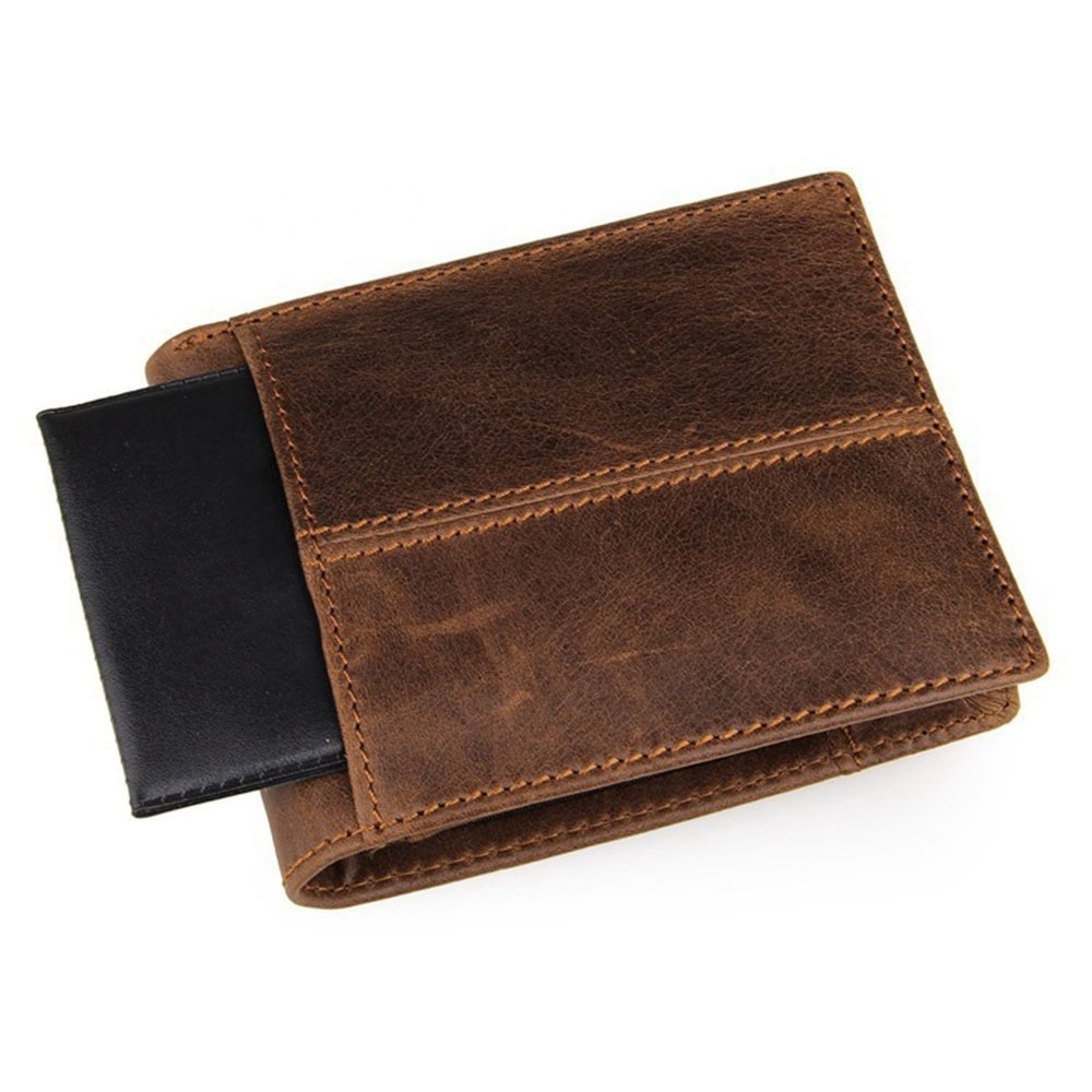 100% Genuine Leather Men Wallets Top Quality Cowhide Fashion Splice Purse Thin WML-0010