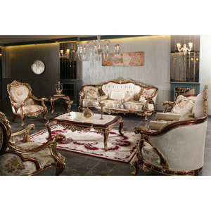 Turkish Middle East Eastern Luxury Classical Traditional Antique Royal Hand Carved Sofa Set Living Room Furniture Set