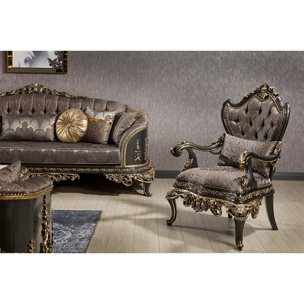 Turkish Middle East Eastern Luxury Classical Traditional Antique Royal Hand Carved Meuble Sofa Set Living Room Furniture Set