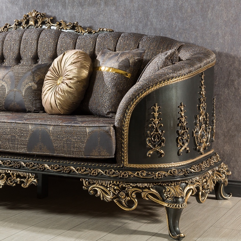 Turkish Middle East Eastern Luxury Classical Traditional Antique Royal Hand Carved Meuble Sofa Set Living Room Furniture Set