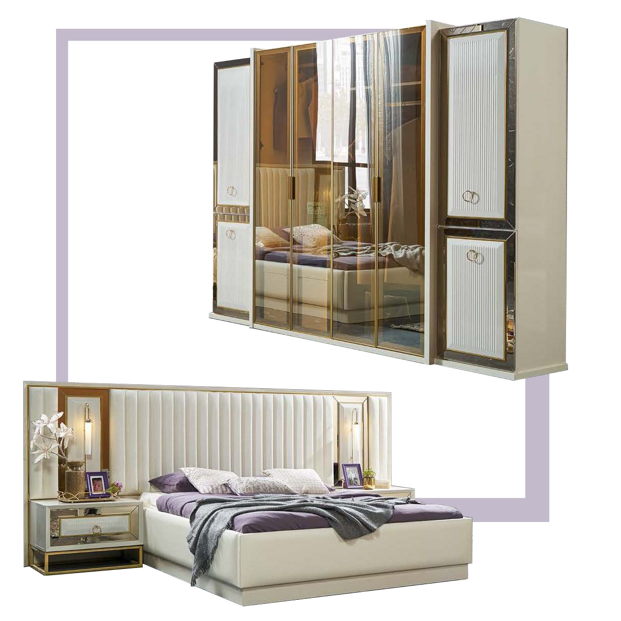 Luxurious Bedroom Furniture Set with Functional Wardrobe Luxury Quality Home Furniture from Turkey Turkish Furniture