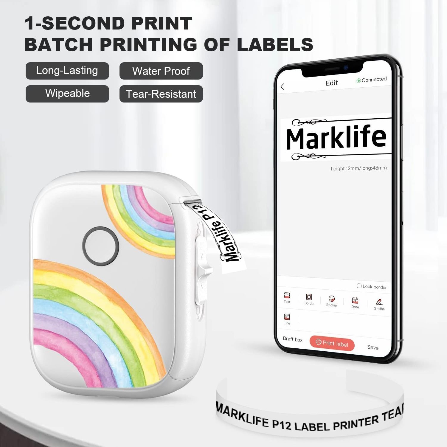 Marklife P11 P12 P15 self-adhesive barcode label printing paper jewelry clothing tag paper three anti-thermal label paper