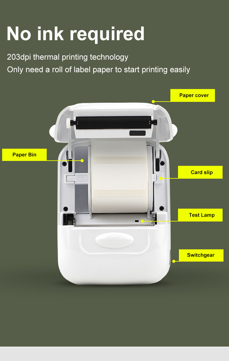 Multi-purpose Label Printer Connected With Cellphone Barcode Label Printer Label Printer price tag machine