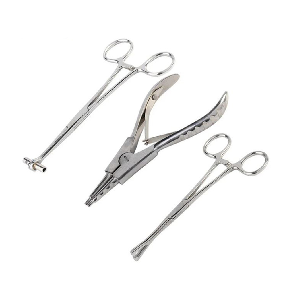 Professional Beauty & Personal Care - Body Piercing Tools Kit with Surgical Steel Opening Closing Needle Ball Clamp Plier