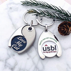 Custom Pattern Coin Trolley Token with Metal Holder Key Ring Keychain