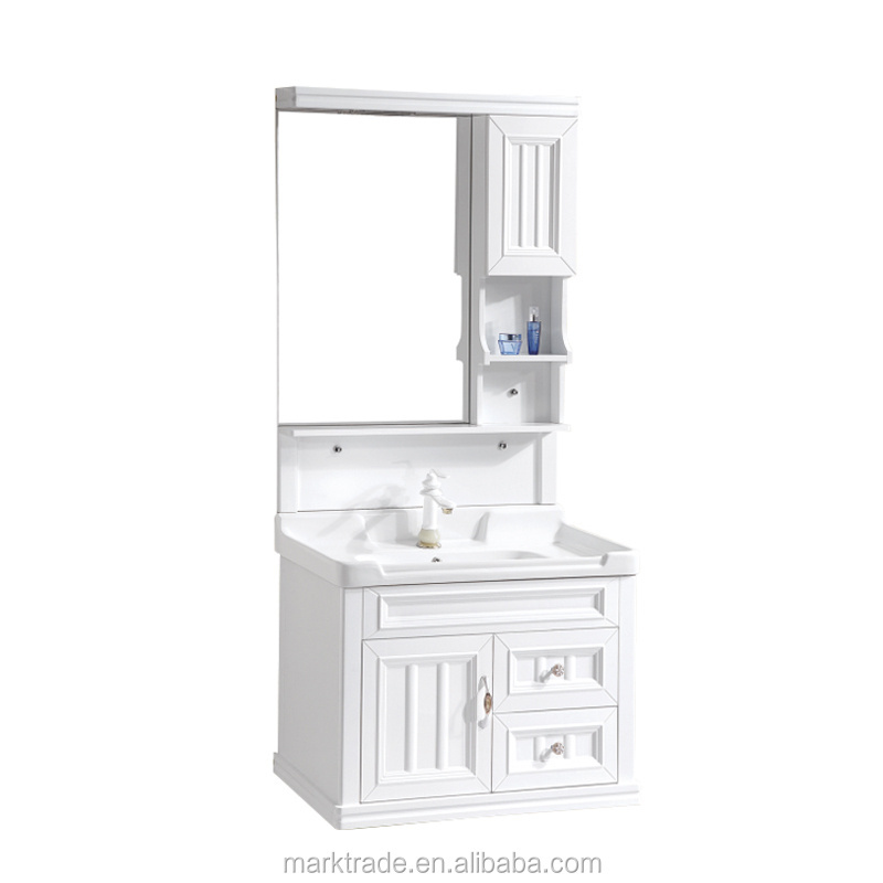 Fashion style, factory supply directly PVC CABINET No Include Faucet and Resin Countertop Material bathroom vanity cabinet