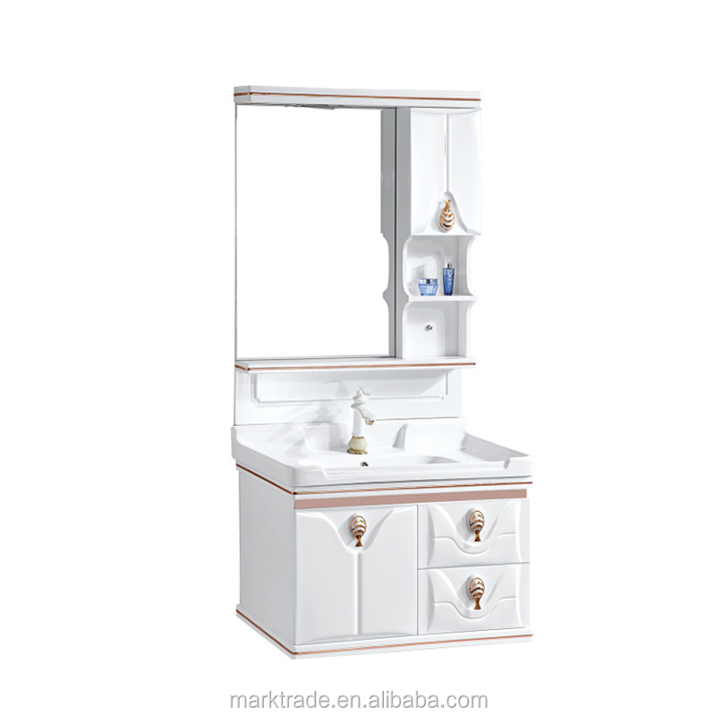 Fashion style, factory supply directly PVC CABINET No Include Faucet and Resin Countertop Material bathroom vanity cabinet