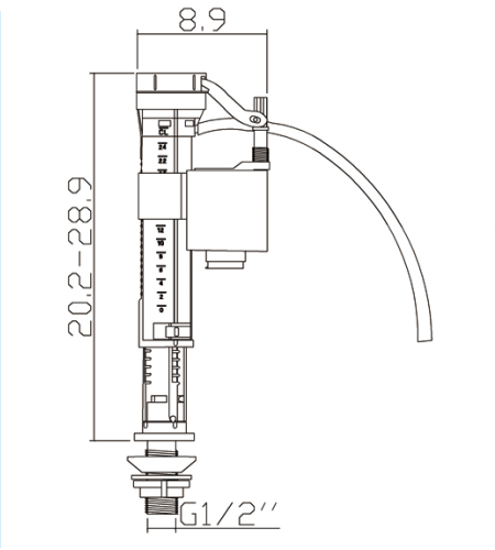 MT-030     Bottom Fill Toilet Inlet Valve, with Water Filter, Adjustable, Universal , toilet accessories