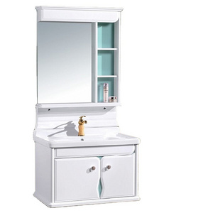 Bathroom Vanity Small Size Modern Furniture Plywood Bathroom Cabinet with Mirror Customized Color with Mirror Wall Mounted PVC