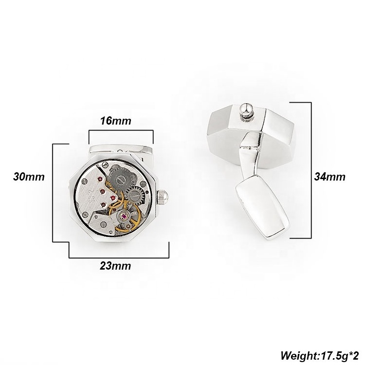 Wholesale Round Unique Tourbillon Engraved Watch Movement Suit Shirt Men Accessories Gift Set Cufflinks