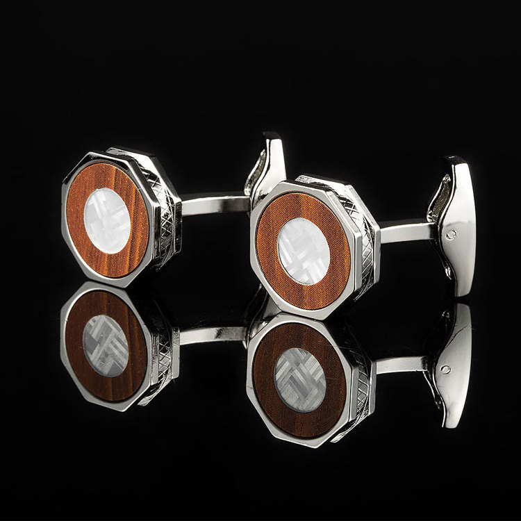 High Quality Personalised Manufacturer Luxury Wood Metal Cufflinks