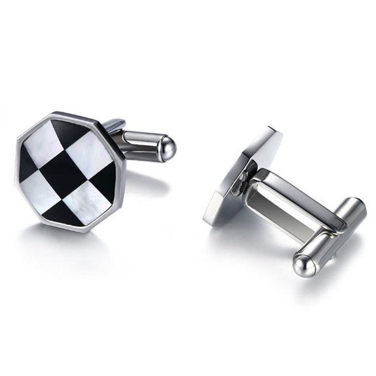 Wholesale Men Cufflinks Accessories Custom Square Enamel Shell Suit Shirts Cuff Links