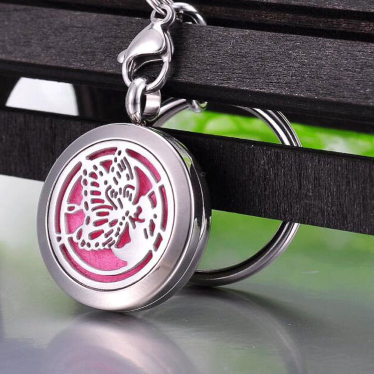 DIY Custom Design Engraved Logo Butterfly Perfume Diffuser Locket Keychain