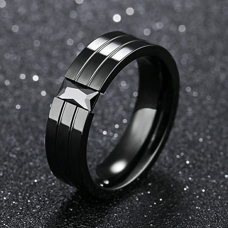 Promo Steel Ring Marlary China Factory Fashion Jewellery Brushed Matt Stainless Steel Mens Black Plated Ring